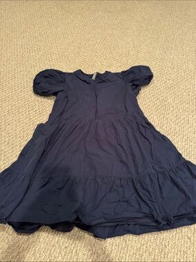 Navy Puff Sleeve Tiered Casual Dress